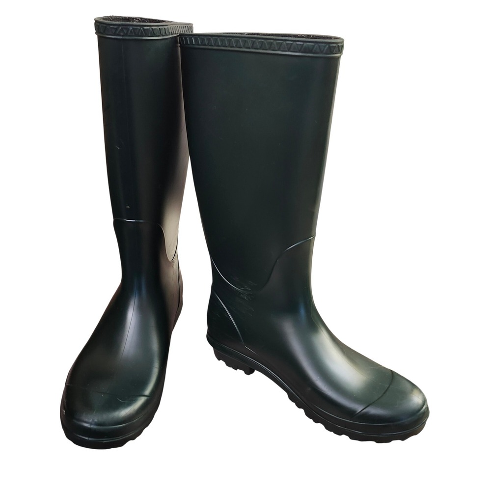 UGG Shelby Matte Tall Hunter‎ Green Rain Boots Women's Sz 7 shearling insoles